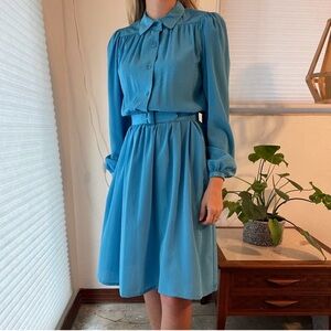 Halston III Blue Vintage Dress with Pockets - Sz 4